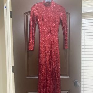 Red sequin formal bodycon dress
